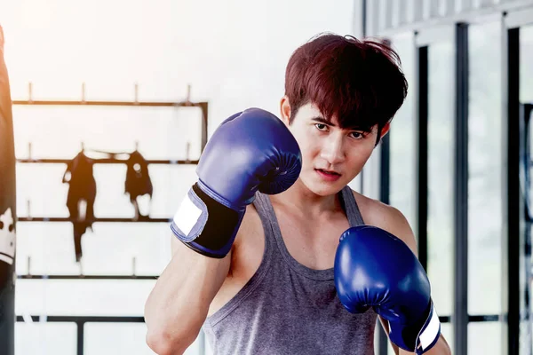 Boks eldivenleri ile sportman