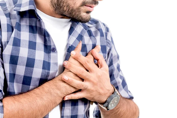 Hombre Que Sufre Dolor Pecho Ataque Corazón — Foto de Stock