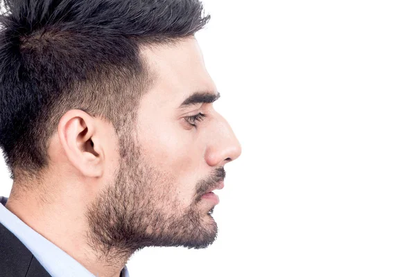 Retrato Del Hombre Guapo Sonriendo Aislado Sobre Fondo Blanco — Foto de Stock