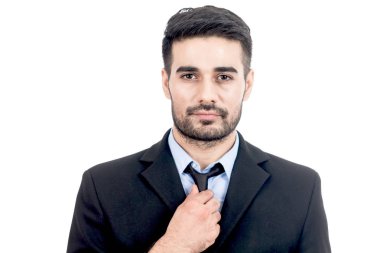 Beyaz arka plan üzerinde izole yakışıklı işadamı portresi