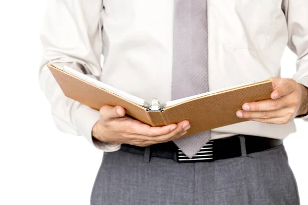 Businessman Holding Book Isolate White Background — Stock Photo, Image