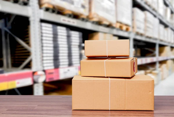 Stack Cardboard Boxes Warehouse Background — Stock Photo, Image