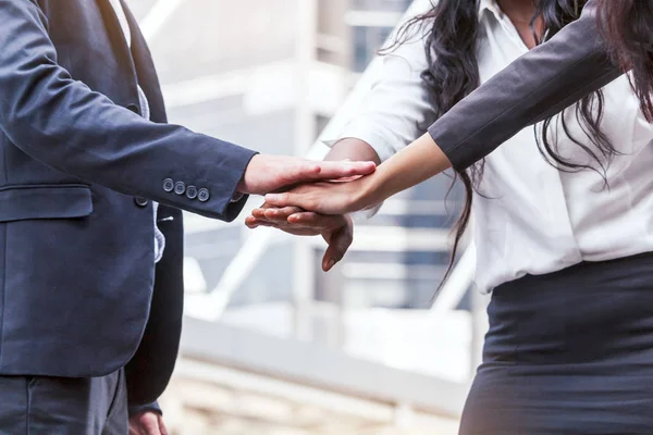 Zakelijke Teamwerk Stapel Handen Team Werk Concept — Stockfoto