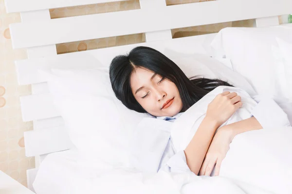 Beautiful Girl Sleeps Bedroom — Stock Photo, Image