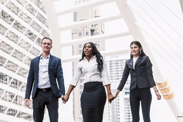 Group Businessmen Row Holding Hands — Stock Photo, Image