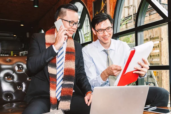 Image Two Businessmen Talking Working Together — Stock Photo, Image
