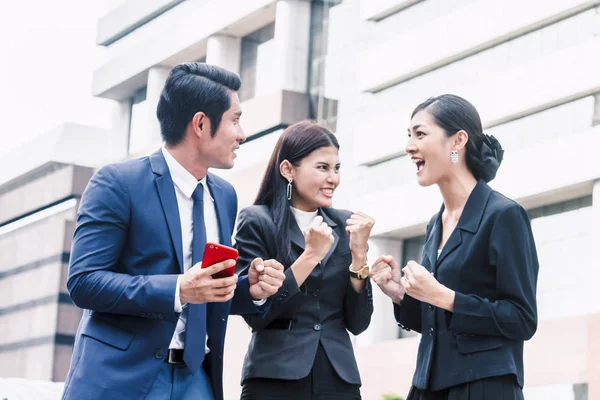 Successful Business People Celebrating Arms — Stock Photo, Image