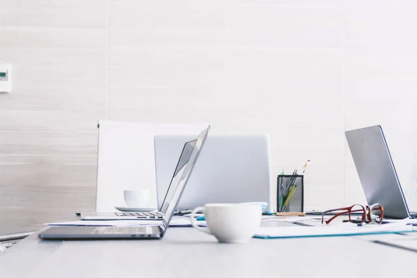 Vergader Conferentiezalen Kamer Met Laptop Business Document — Stockfoto