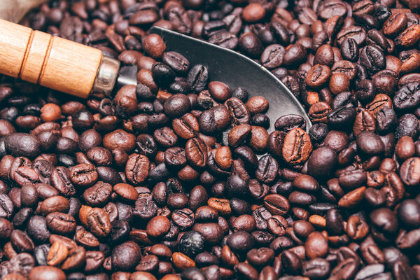 Coffee beans on background