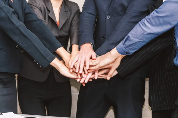 Zakelijke Teamwerk Stapel Handen Team Werk Concept — Stockfoto