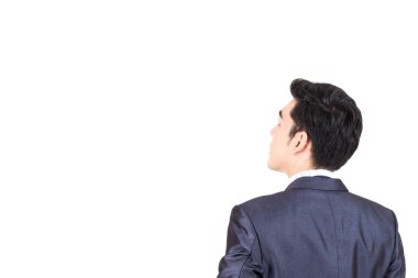 İş adamı izole üzerinde beyaz arka plan arıyorum