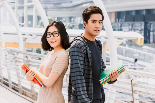 Group Students Holding Notebooks Outdoors Education Concept — Stock Photo, Image