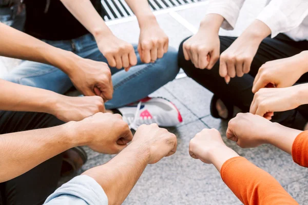 Group Team Work People Giving Fist Bump Together Friendship Concept — Stock Photo, Image