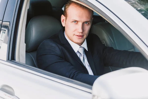 Handsome Businessman Suit Car — Stock Photo, Image