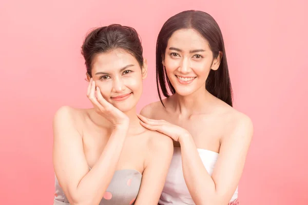 Retrato Duas Mulheres Bonitas Beleza Saúde Care Beauty Spa Perfect — Fotografia de Stock