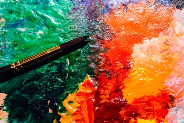 Zestaw Rysowania Malowania Farbami Kolor Palety Akwarela Stole — Zdjęcie stockowe