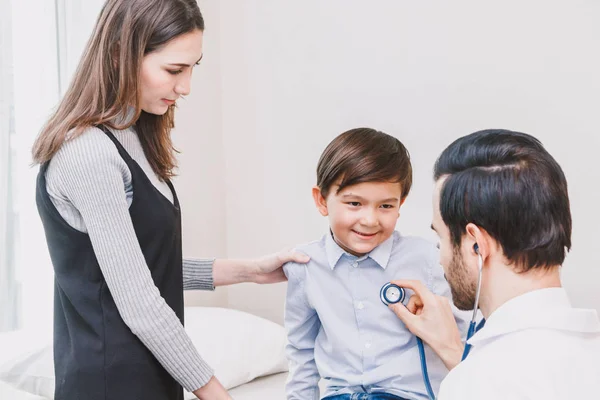 Doctor Examination Little Boy Stethoscope Hospital Healthcare Medicine — Stock Photo, Image