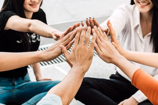 Successful Hand Business Team Giving High Fives Gesture — Stock Photo, Image