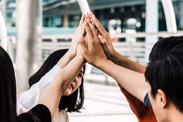 Successful Hand Business Team Giving High Fives Gesture — Stock Photo, Image