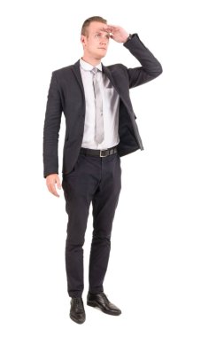 İş adamı izole üzerinde beyaz arka planı arıyorum