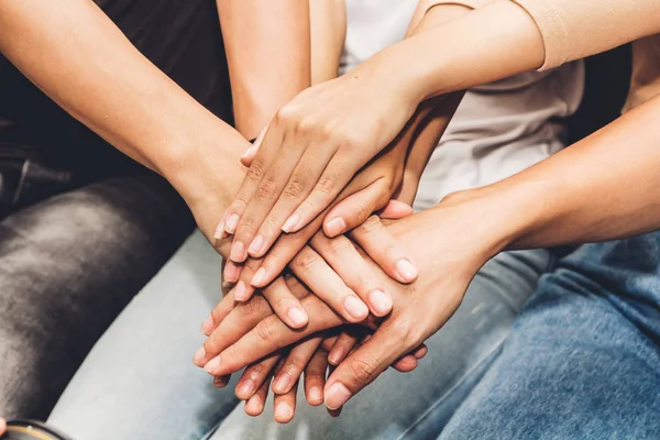 Successful Group Friends Stack Hands Together Friendship Teamwork Concept — Stock Photo, Image