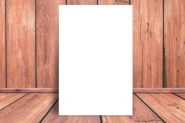 White Blank Paper Mock Wood Texture Background — Stock Photo, Image