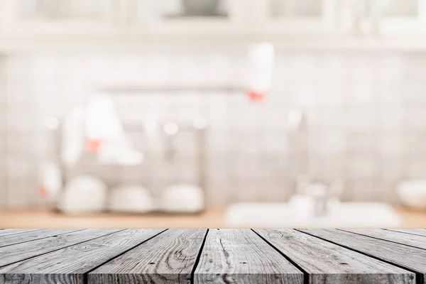 Wood Table Blur Interior Kitchen Backgroun — Stock Photo, Image