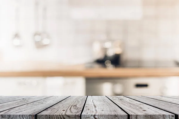 Wood Table Blur Interior Kitchen Backgroun — Stock Photo, Image