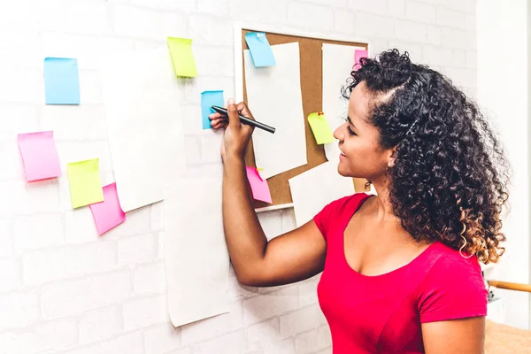 Beautiful Creative Business African American Black Woman Planning Thinking Project — Stock Photo, Image
