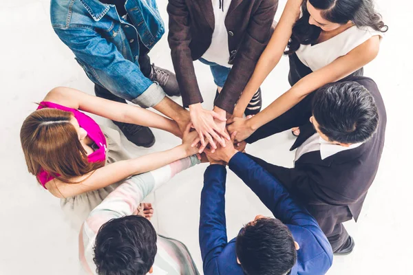 Top View Successful Group Business People Stack Putting Hands Together — Stock Photo, Image