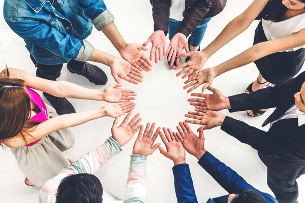 Top View Successful Group Business People Showing Hands Open Palms — Stock Photo, Image