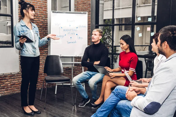 Group Casual Business Discussing Working Creative Business People Planning Brainstorm — Stock Photo, Image
