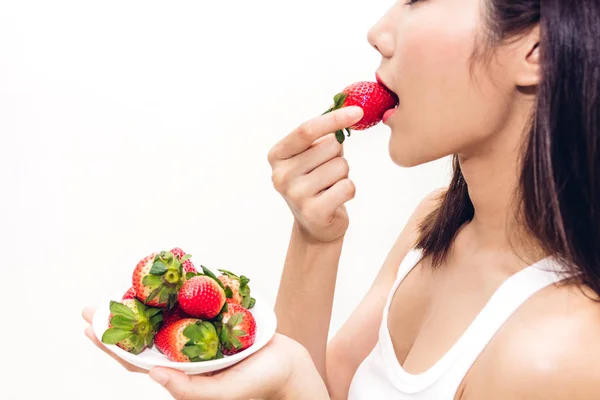 Background Dieting Concept Healthy 라이프 스타일에 신선한 딸기를 — 스톡 사진