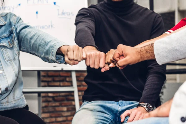 Successful of group business people fist bump together  at offic — Stock Photo, Image