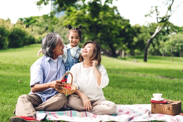 Portrait of happy grandfather with grandmother and little cute g — Stock Photo, Image