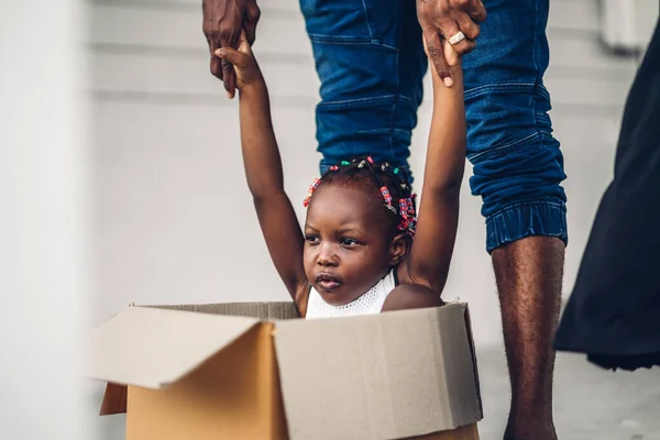 Portrait Enjoy Happy Love Black Family African American Father Little — Stock Photo, Image