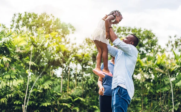 Portrait Enjoy Happy Love Black Family African American Father Mother — Stock Photo, Image