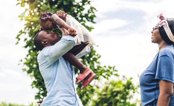 Portrét Těšit Šťastný Láska Černošky Rodina Africký Americký Otec Matka — Stock fotografie
