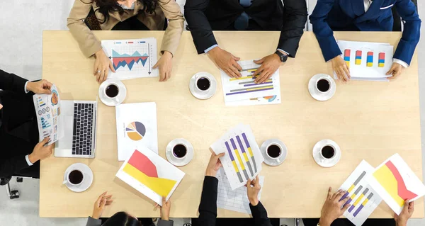 Top Ansicht Des Gruppengeschäftstreffens Und Diskussion Mit Neuem Startup Ideenprojekt — Stockfoto