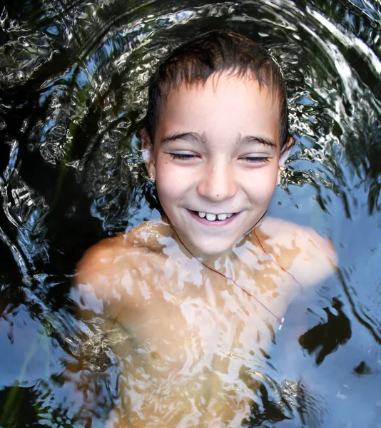 Epifania Immersione Nell Acqua Bambino Felice — Foto Stock