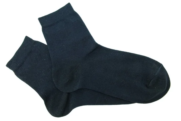 Chaussettes Noires Tricotées Isolées Sur Fond Blanc — Photo