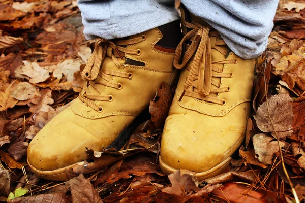 Yellow Suede Boots Autumn Shoes — Stock Photo, Image