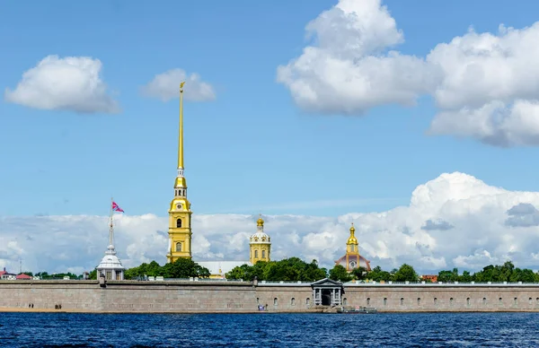 Fortress Saint Petersburg Bank River Cathedral Peter Paul Clear Summer — Stock Photo, Image