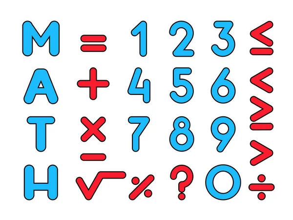 Matematik, asal sayılar, matematiksel işaretler ve semboller. İzole edilmiş vektör kümesi.