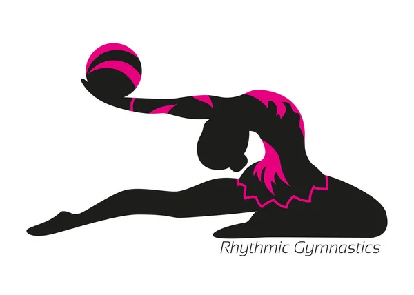 リズム体操の女の子選手 シルエットは白を基調とした黒 ベクトル図孤立 — ストックベクタ