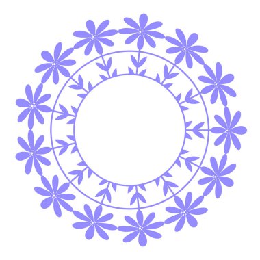 Çiçeklerden yapılmış basit yuvarlak çerçeve. Beyaz arkaplanda izole edilmiş vektör.