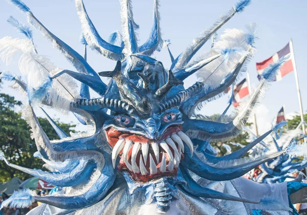 Santo Domingo República Dominicana Marzo Monstruo Enmascarado Identificado Desfilando Carnaval Imagen de archivo