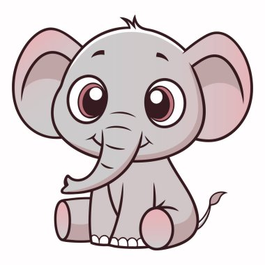 Beyaz arka planda şirin bir bebek fil.