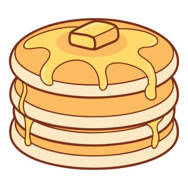 Beyaz arka planda tereyağı şurubu krep yığını