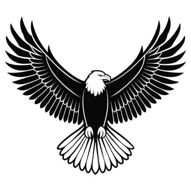 Beyaz arkaplanda yükselen siyah ve beyaz kartal